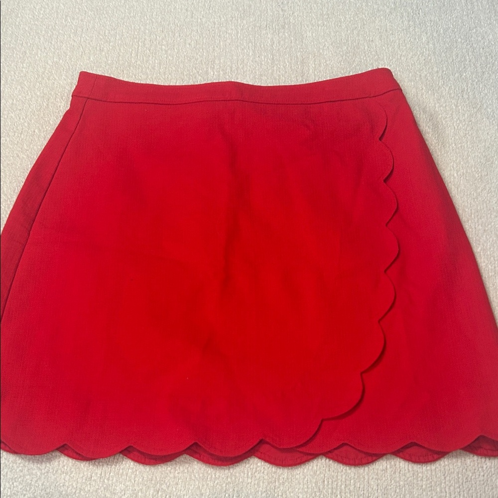 J. Crew Vibrant Red Scalloped Mini Skirt